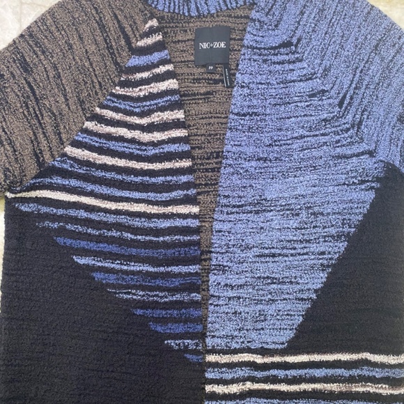 Nic + Zoe Cardigan Open Front Knit Black Blue Brown White Size PP EUC - Picture 4 of 6